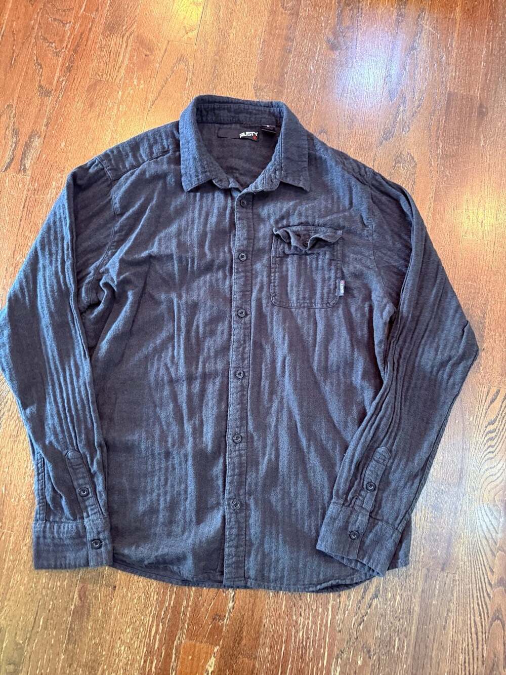 Rusty Men's Long Sleeve Button Down Shirt Black Herringbone XL
